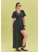 Flounce Sleeve Shorts Detailed Anthracite Women's Jumpsuit 4488